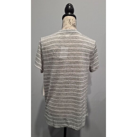 NEW Caslon V-Neck Gray & White Striped Knot-Front Tee/Sz., M - Picture 2 of 6